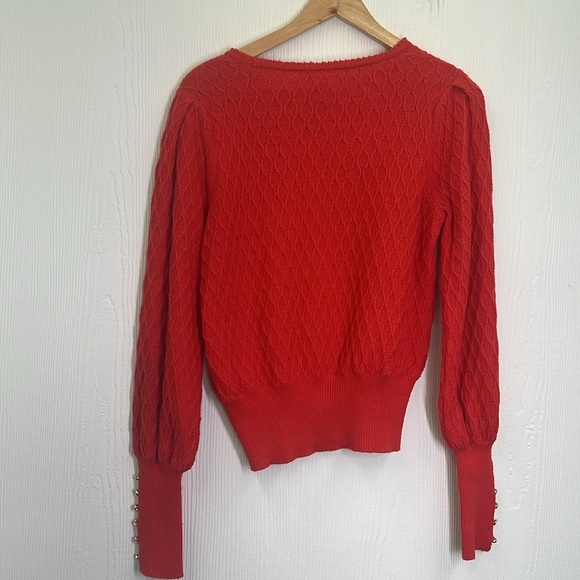 Lilly Pulitzer - Jacquetta Gold Button Sleeves Scalloped Neck Sweater Size Small - Picture 12 of 13